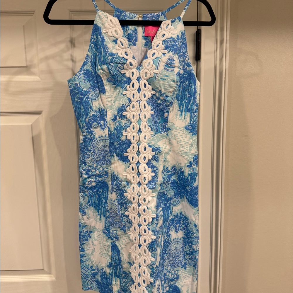 Lilly Pulitzer Blue and White Resort Halter Mini Dress
